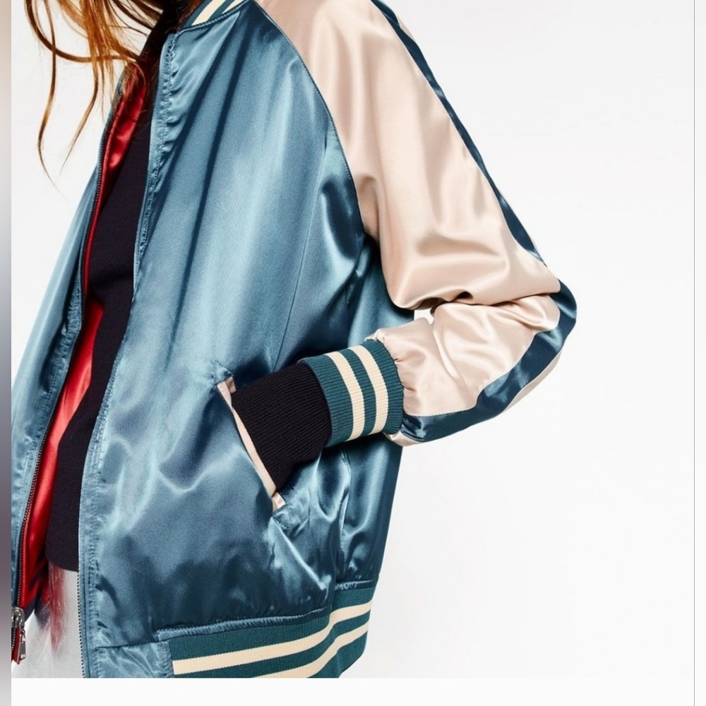 Zara EMBROIDERED REVERSIBLE BOMBER JACKET